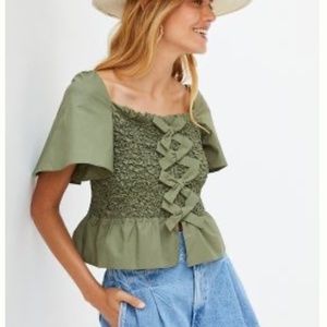 NWT, Mare Smocked Bow-Tie Tank exclusively for Anthropologie